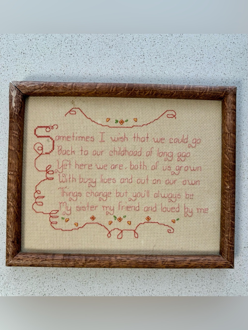 Vintage Cross Stitch Home Decor Sister